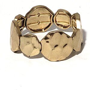 Lia Sophia Stretch Bracelet Hammered Gold Discs Honeycombed Vintage